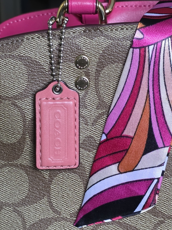 Coach Accessories - Coach Small Coral Pink Leather Hangtag